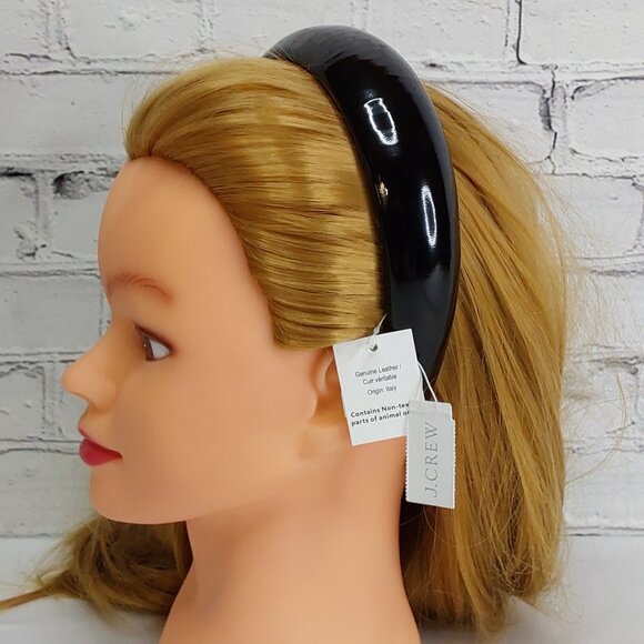 J.CREW OVERSIZED LEATHER HEADBAND PATENT GĹOSSI-PUFF - Picture 2 of 16
